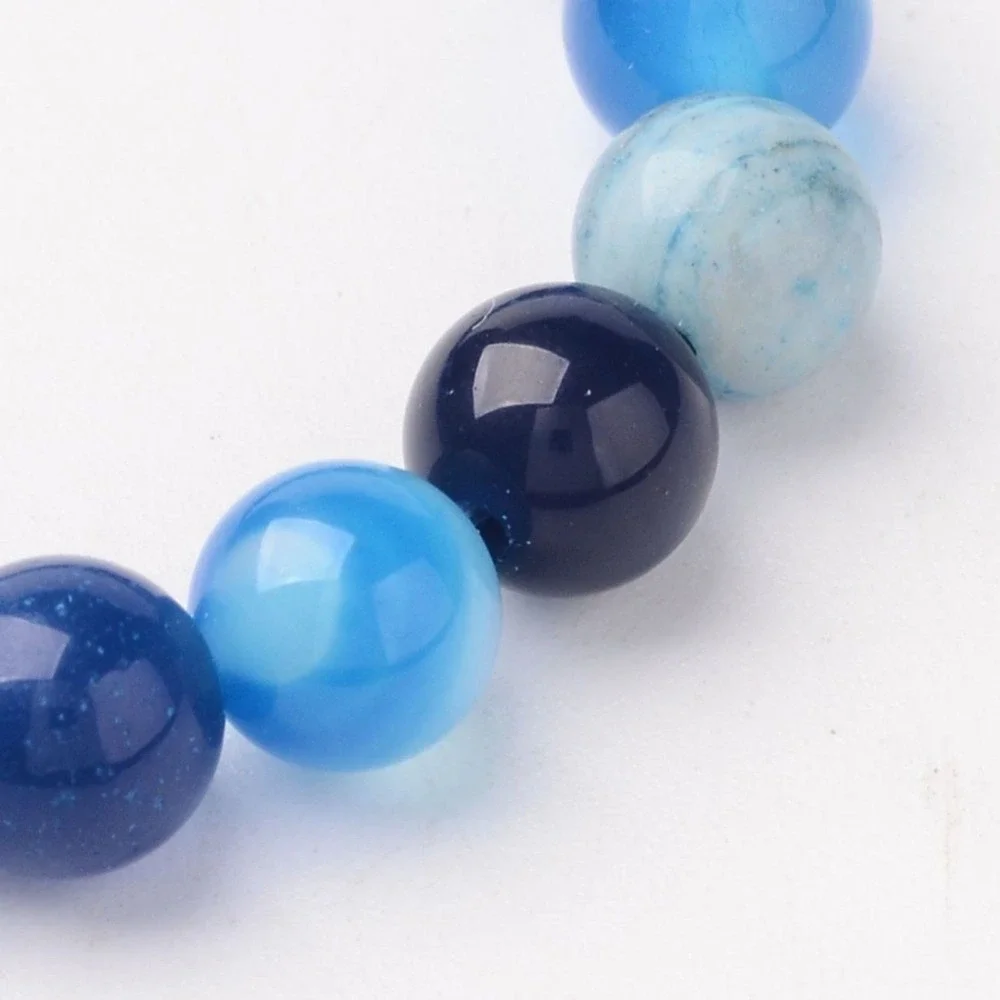 6MM Blue Agate Beads-ONE Gemstone Bead Strand-Jewelry Making Supplies Crafts NWT